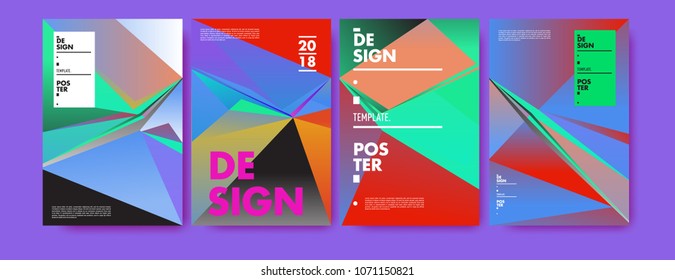 Colorful abstract geometric triangle poster and cover design. Minimal geometric pattern gradients. Eps10 vector