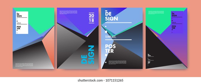 Colorful abstract geometric triangle poster and cover design. Minimal geometric pattern gradients. Eps10 vector