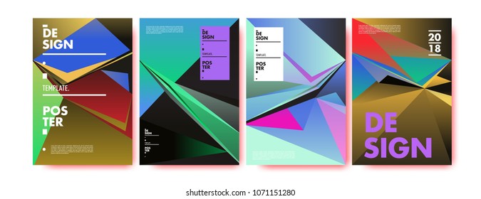 Colorful abstract geometric triangle poster and cover design. Minimal geometric pattern gradients. Eps10 vector