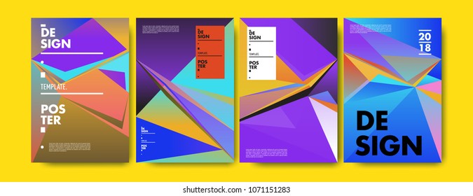 Colorful abstract geometric triangle poster and cover design. Minimal geometric pattern gradients. Eps10 vector