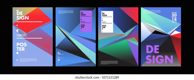 Colorful abstract geometric triangle poster and cover design. Minimal geometric pattern gradients. Eps10 vector