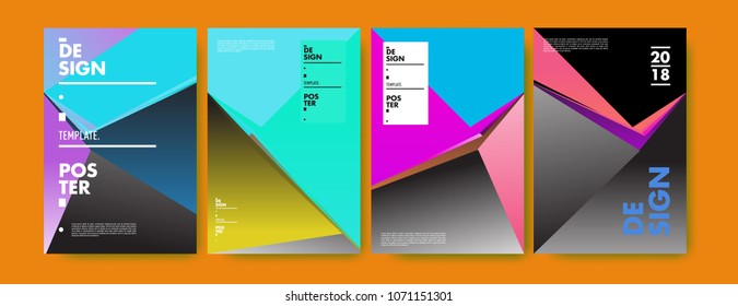 Colorful abstract geometric triangle poster and cover design. Minimal geometric pattern gradients. Eps10 vector
