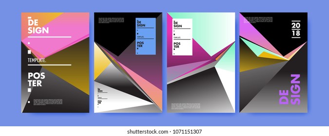 Colorful abstract geometric triangle poster and cover design. Minimal geometric pattern gradients. Eps10 vector