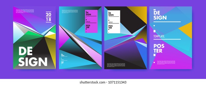 Colorful abstract geometric triangle poster and cover design. Minimal geometric pattern gradients. Eps10 vector