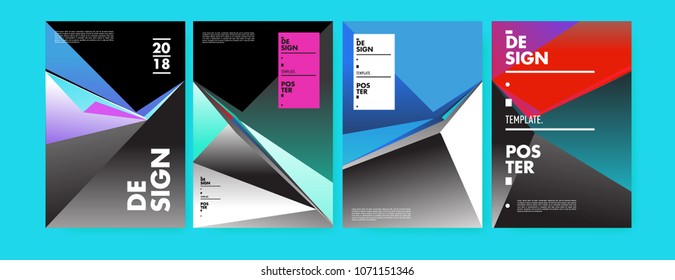 Colorful abstract geometric triangle poster and cover design. Minimal geometric pattern gradients. Eps10 vector