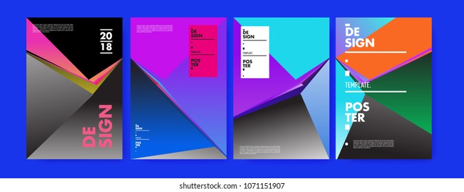 Colorful abstract geometric triangle poster and cover design. Minimal geometric pattern gradients. Eps10 vector