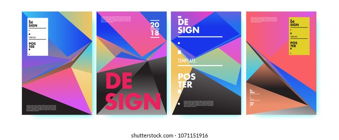 Colorful abstract geometric triangle poster and cover design. Minimal geometric pattern gradients. Eps10 vector