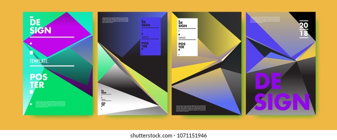 Colorful abstract geometric triangle poster and cover design. Minimal geometric pattern gradients. Eps10 vector