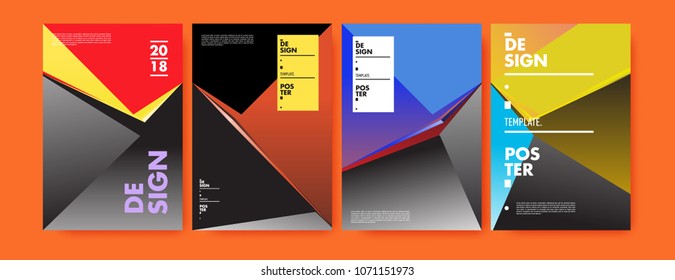 Colorful abstract geometric triangle poster and cover design. Minimal geometric pattern gradients. Eps10 vector