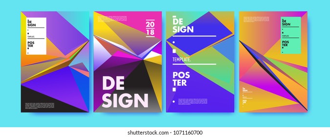 Colorful abstract geometric triangle poster and cover design. Minimal geometric pattern gradients. Eps10 vector