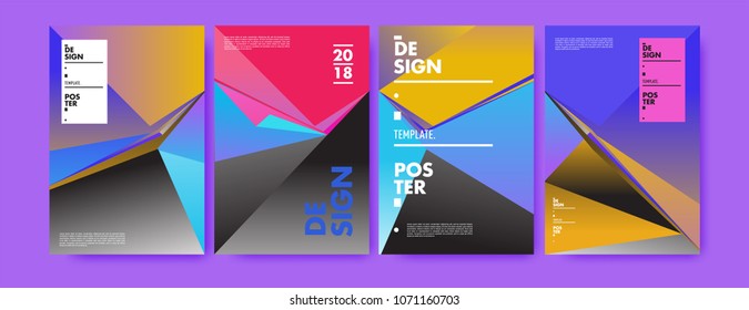 Colorful abstract geometric triangle poster and cover design. Minimal geometric pattern gradients. Eps10 vector