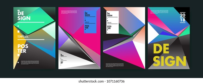 Colorful abstract geometric triangle poster and cover design. Minimal geometric pattern gradients. Eps10 vector