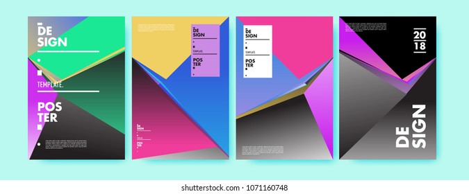 Colorful abstract geometric triangle poster and cover design. Minimal geometric pattern gradients. Eps10 vector