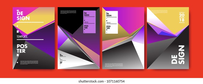 Colorful abstract geometric triangle poster and cover design. Minimal geometric pattern gradients. Eps10 vector