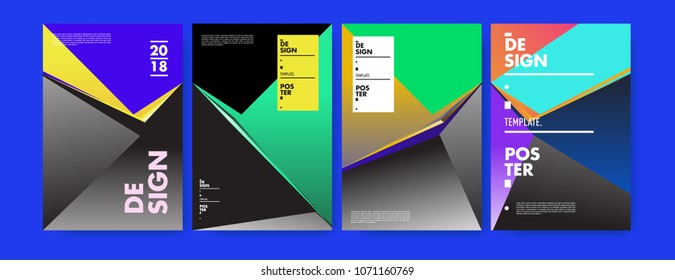 Colorful abstract geometric triangle poster and cover design. Minimal geometric pattern gradients. Eps10 vector