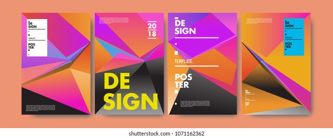 Colorful abstract geometric triangle poster and cover design. Minimal geometric pattern gradients. Eps10 vector