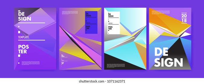 Colorful abstract geometric triangle poster and cover design. Minimal geometric pattern gradients. Eps10 vector