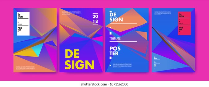 Colorful abstract geometric triangle poster and cover design. Minimal geometric pattern gradients. Eps10 vector