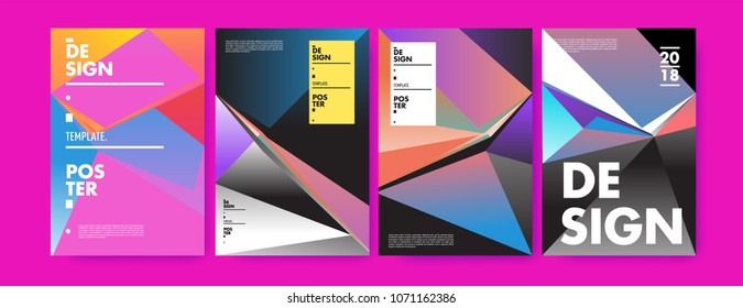 Colorful abstract geometric triangle poster and cover design. Minimal geometric pattern gradients. Eps10 vector