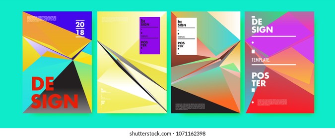Colorful abstract geometric triangle poster and cover design. Minimal geometric pattern gradients. Eps10 vector