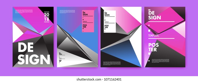 Colorful abstract geometric triangle poster and cover design. Minimal geometric pattern gradients. Eps10 vector