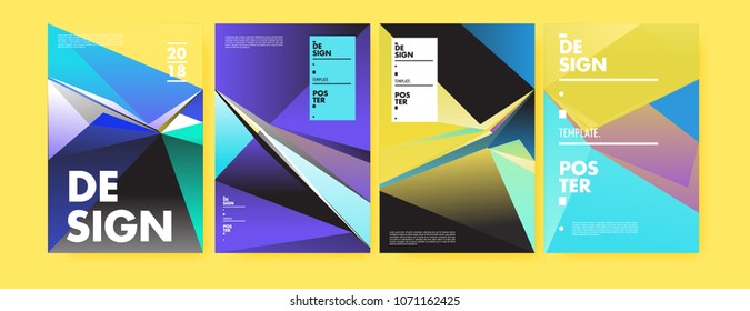 Colorful abstract geometric triangle poster and cover design. Minimal geometric pattern gradients. Eps10 vector