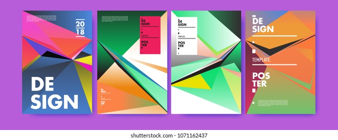 Colorful abstract geometric triangle poster and cover design. Minimal geometric pattern gradients. Eps10 vector