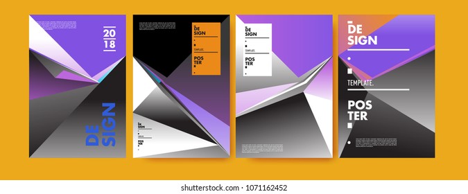 Colorful abstract geometric triangle poster and cover design. Minimal geometric pattern gradients. Eps10 vector