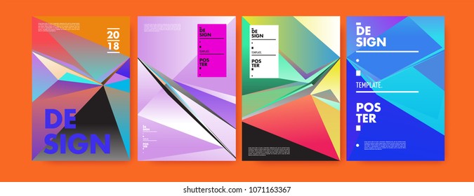 Colorful abstract geometric triangle poster and cover design. Minimal geometric pattern gradients. Eps10 vector