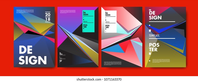 Colorful abstract geometric triangle poster and cover design. Minimal geometric pattern gradients. Eps10 vector