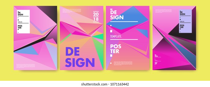 Colorful abstract geometric triangle poster and cover design. Minimal geometric pattern gradients. Eps10 vector