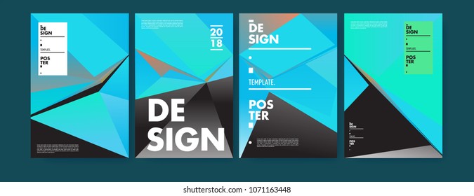Colorful abstract geometric triangle poster and cover design. Minimal geometric pattern gradients. Eps10 vector