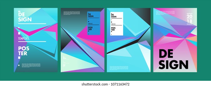 Colorful abstract geometric triangle poster and cover design. Minimal geometric pattern gradients. Eps10 vector