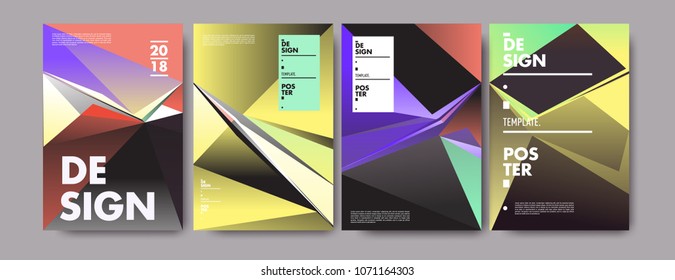 Colorful abstract geometric triangle poster and cover design. Minimal geometric pattern gradients. Eps10 vector