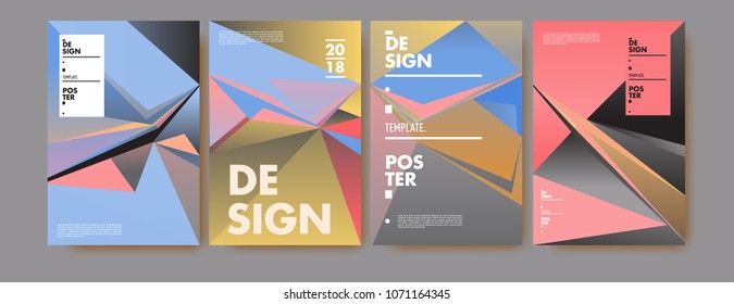 Colorful abstract geometric triangle poster and cover design. Minimal geometric pattern gradients. Eps10 vector