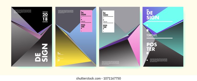Colorful abstract geometric triangle poster and cover design. Minimal geometric pattern gradients. Eps10 vector