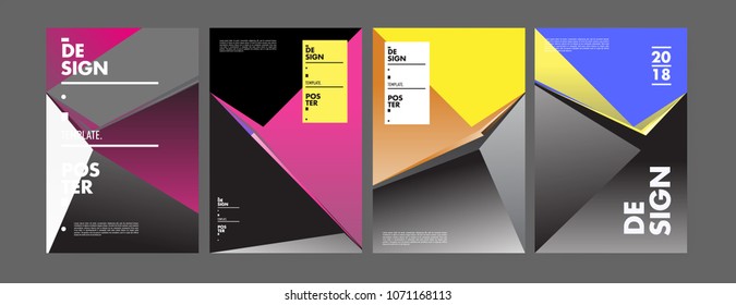 Colorful abstract geometric triangle poster and cover design. Minimal geometric pattern gradients. Eps10 vector