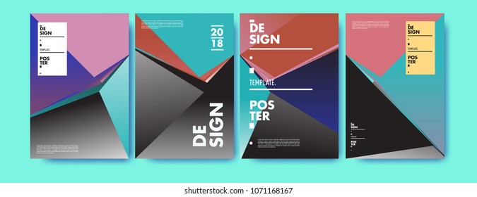 Colorful abstract geometric triangle poster and cover design. Minimal geometric pattern gradients. Eps10 vector