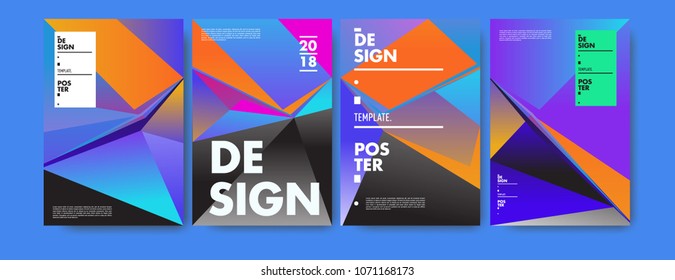 Colorful abstract geometric triangle poster and cover design. Minimal geometric pattern gradients. Eps10 vector