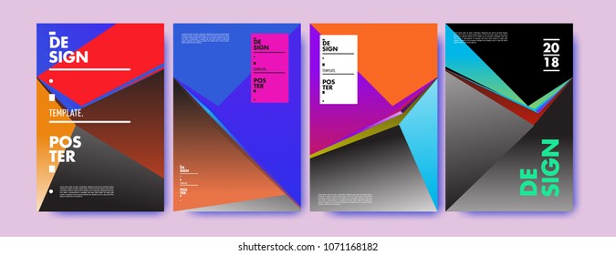 Colorful abstract geometric triangle poster and cover design. Minimal geometric pattern gradients. Eps10 vector
