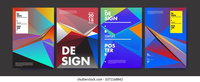 Colorful abstract geometric triangle poster and cover design. Minimal geometric pattern gradients. Eps10 vector