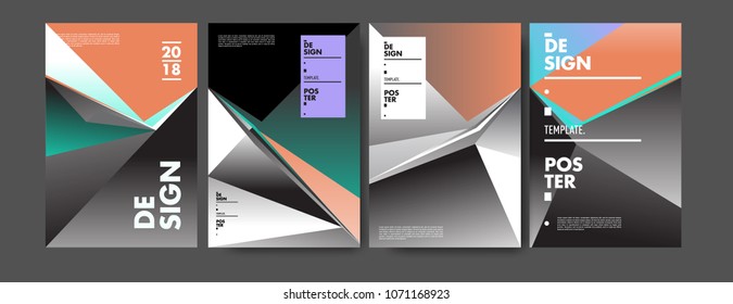 Colorful abstract geometric triangle poster and cover design. Minimal geometric pattern gradients. Eps10 vector