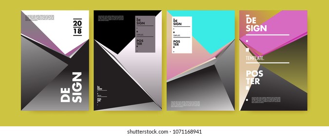 Colorful abstract geometric triangle poster and cover design. Minimal geometric pattern gradients. Eps10 vector