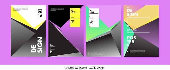 Colorful abstract geometric triangle poster and cover design. Minimal geometric pattern gradients. Eps10 vector