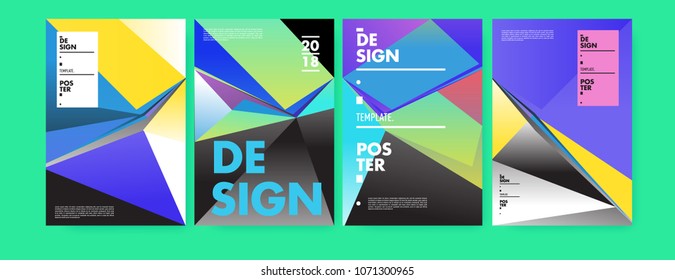 Colorful abstract geometric triangle poster and cover design. Minimal geometric pattern gradients. Eps10 vector