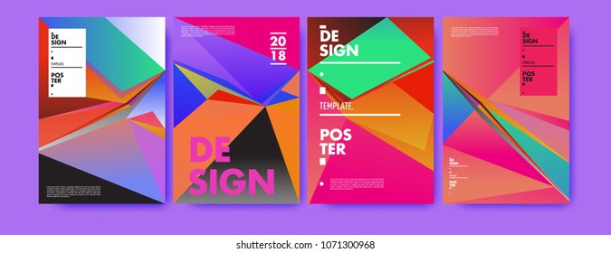 Colorful abstract geometric triangle poster and cover design. Minimal geometric pattern gradients. Eps10 vector