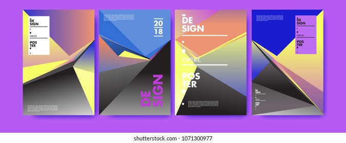 Colorful abstract geometric triangle poster and cover design. Minimal geometric pattern gradients. Eps10 vector