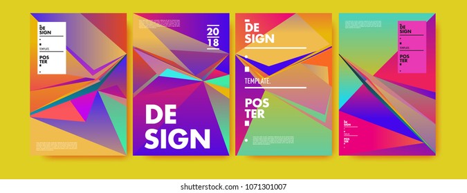 Colorful abstract geometric triangle poster and cover design. Minimal geometric pattern gradients. Eps10 vector