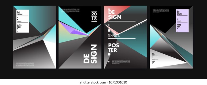 Colorful abstract geometric triangle poster and cover design. Minimal geometric pattern gradients. Eps10 vector