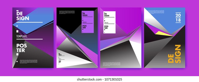 Colorful abstract geometric triangle poster and cover design. Minimal geometric pattern gradients. Eps10 vector